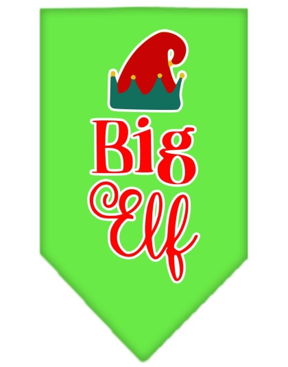 Big Elf Screen Print Bandana Lime Green Large