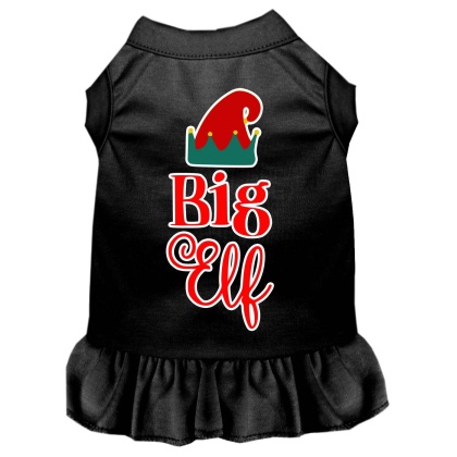 Big Elf Screen Print Dog Dress Black 4X