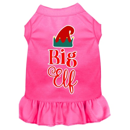 Big Elf Screen Print Dog Dress Bright Pink 4X