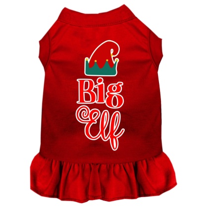 Big Elf Screen Print Dog Dress Red 4X