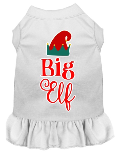 Big Elf Screen Print Dog Dress White 4X