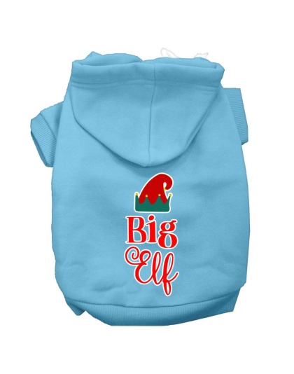 Big Elf Screen Print Dog Hoodie Baby Blue L