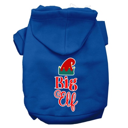 Big Elf Screen Print Dog Hoodie Blue L