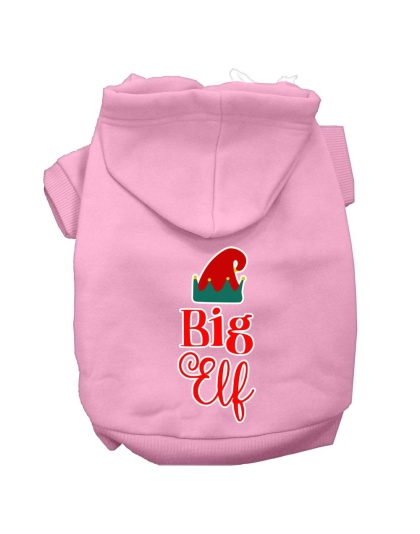 Big Elf Screen Print Dog Hoodie Light Pink L