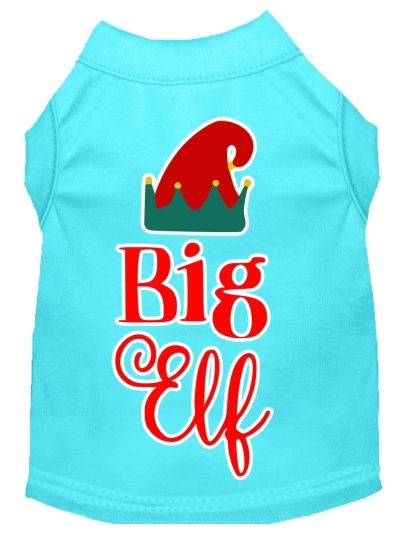 Big Elf Screen Print Dog Shirt Aqua Lg