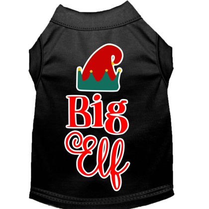 Big Elf Screen Print Dog Shirt Black Lg