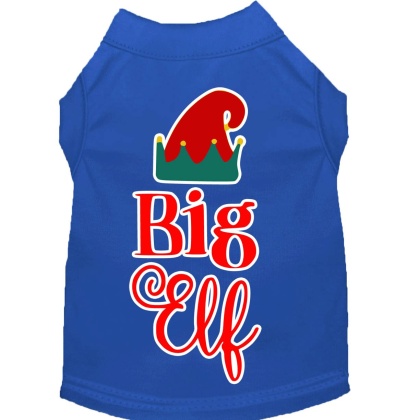 Big Elf Screen Print Dog Shirt Blue Lg