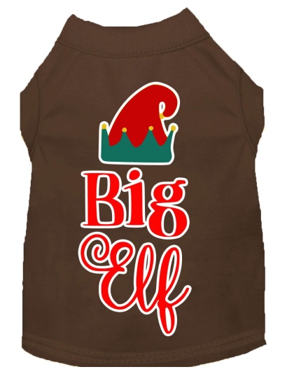 Big Elf Screen Print Dog Shirt Brown Lg