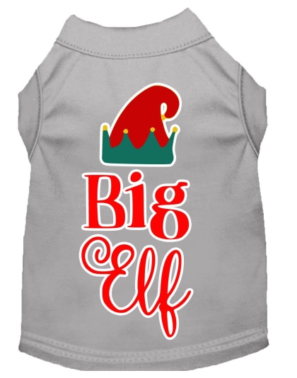 Big Elf Screen Print Dog Shirt Grey Lg