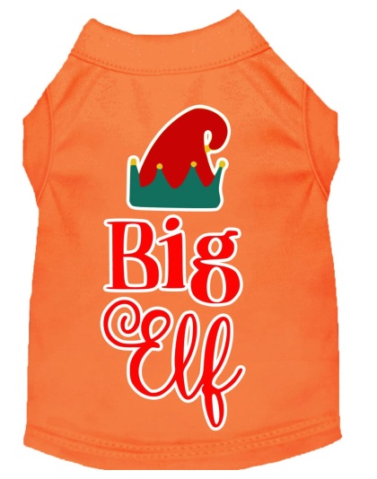 Big Elf Screen Print Dog Shirt Orange Lg