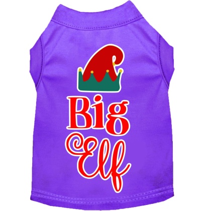 Big Elf Screen Print Dog Shirt Purple Lg