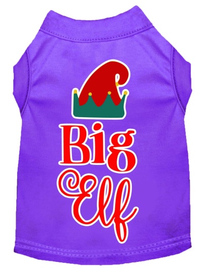 Big Elf Screen Print Dog Shirt Purple Lg