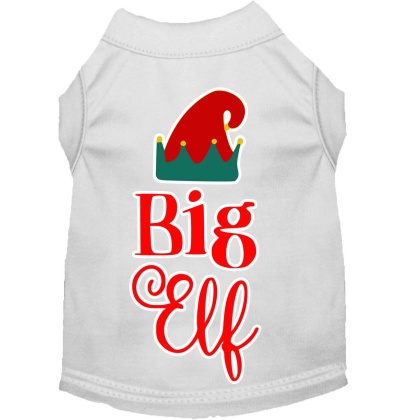 Big Elf Screen Print Dog Shirt White Lg