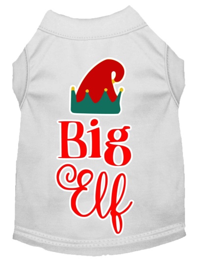 Big Elf Screen Print Dog Shirt White Lg