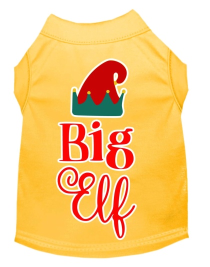 Big Elf Screen Print Dog Shirt Yellow Lg