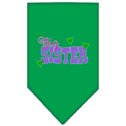 Big Sister Screen Print Bandana Emerald Green Large