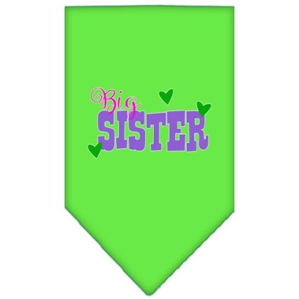 Big Sister Screen Print Bandana Lime Green Large