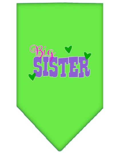 Big Sister Screen Print Bandana Lime Green Large