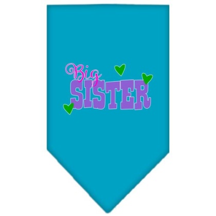 Big Sister Screen Print Bandana Turquoise Large