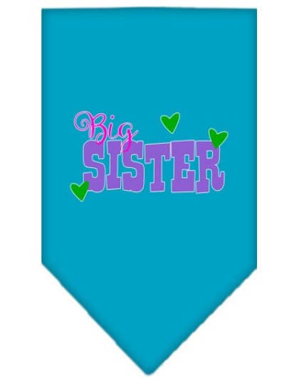 Big Sister Screen Print Bandana Turquoise Large