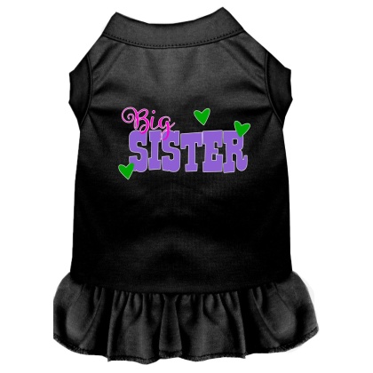 Big Sister Screen Print Dog Dress Black 4X