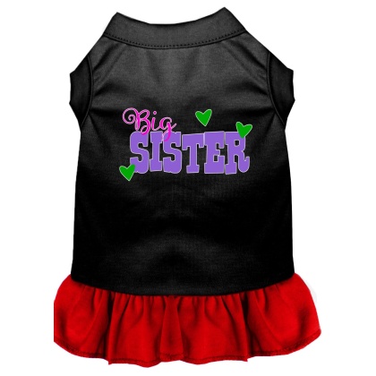 Big Sister Screen Print Dog Dress Black with Red Lg