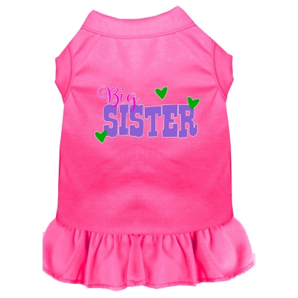 Big Sister Screen Print Dog Dress Bright Pink 4X