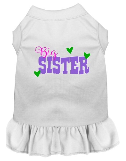 Big Sister Screen Print Dog Dress White 4X