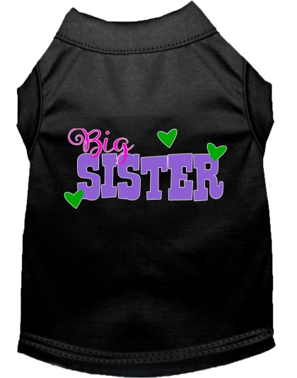 Big Sister Screen Print Dog Shirt Black Lg