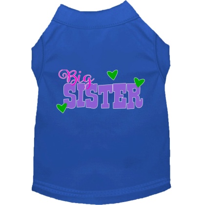 Big Sister Screen Print Dog Shirt Blue Lg