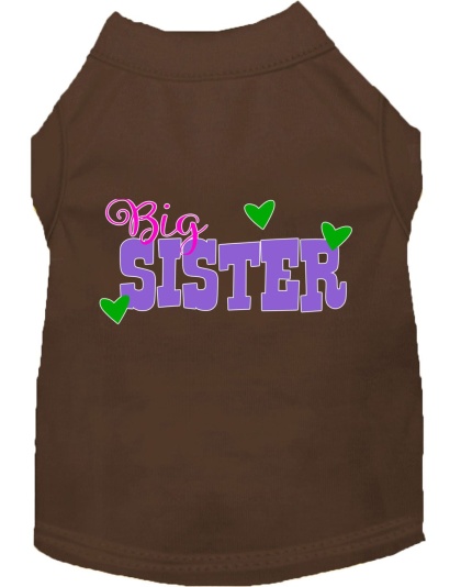 Big Sister Screen Print Dog Shirt Brown Lg