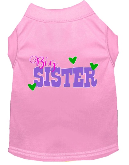 Big Sister Screen Print Dog Shirt Light Pink Lg