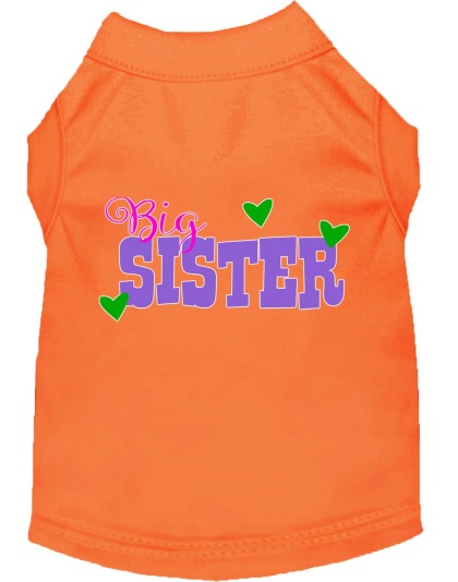 Big Sister Screen Print Dog Shirt Orange Lg