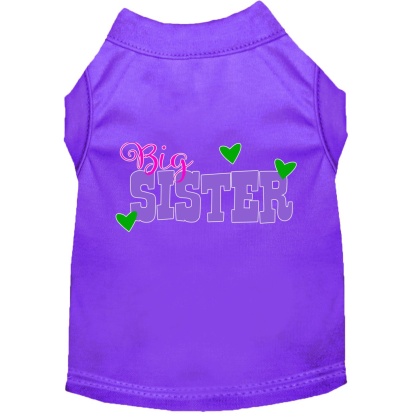 Big Sister Screen Print Dog Shirt Purple Lg