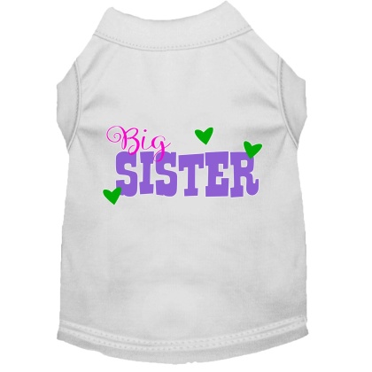 Big Sister Screen Print Dog Shirt White Lg