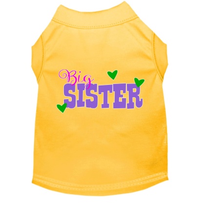 Big Sister Screen Print Dog Shirt Yellow Lg