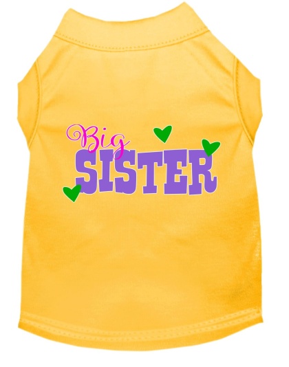 Big Sister Screen Print Dog Shirt Yellow Lg