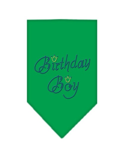 Birthday Boy Rhinestone Bandana Emerald Green Large