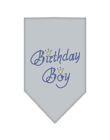 Birthday Boy Rhinestone Bandana Grey Large