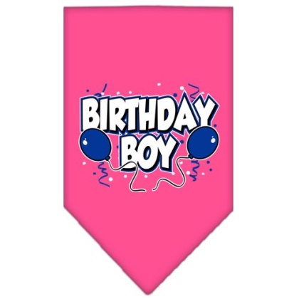 Birthday Boy Screen Print Bandana Bright Pink Large