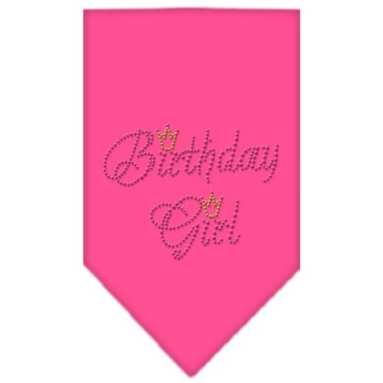 Birthday Girl Rhinestone Bandana Bright Pink Large