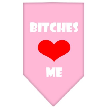 Bitches Love Me Screen Print Bandana Light Pink Large