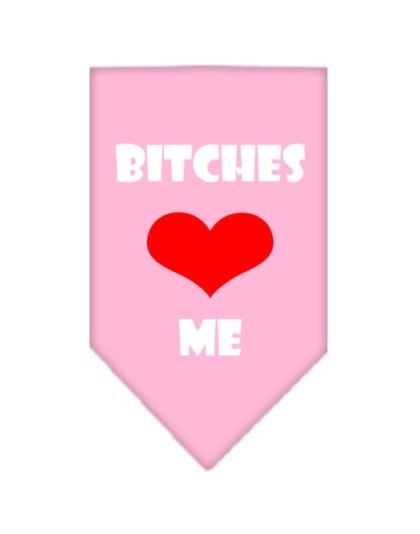 Bitches Love Me Screen Print Bandana Light Pink Large