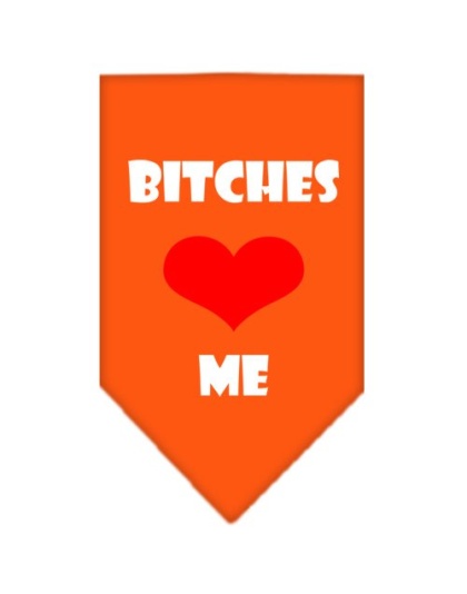 Bitches Love Me Screen Print Bandana Orange Large