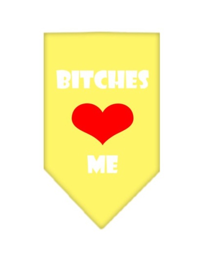 Bitches Love Me Screen Print Bandana Yellow Large