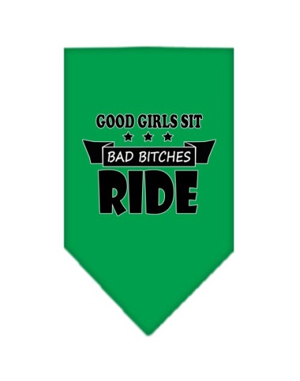 Bitches Ride Screen Print Bandana Emerald Green Large