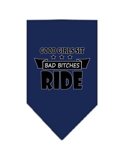 Bitches Ride Screen Print Bandana Navy Blue large