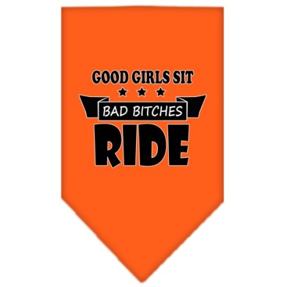 Bitches Ride Screen Print Bandana Orange Large