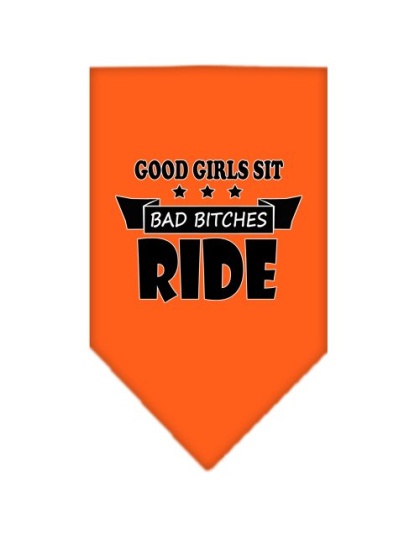 Bitches Ride Screen Print Bandana Orange Large