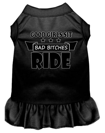 Bitches Ride Screen Print Dog Dress Black 4X (22)